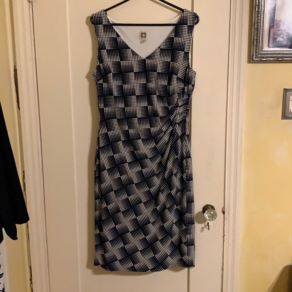 Navy and White sleeveless dress.
